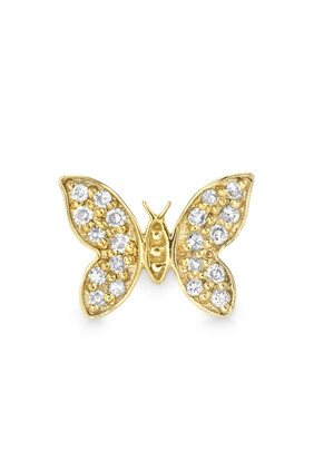 Pavé Diamond Tiny Butterfly Single Stud Earring